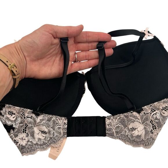 NWT Victoria’s Secret black and blush lace dream angels push-up 34 DD - Picture 5 of 7